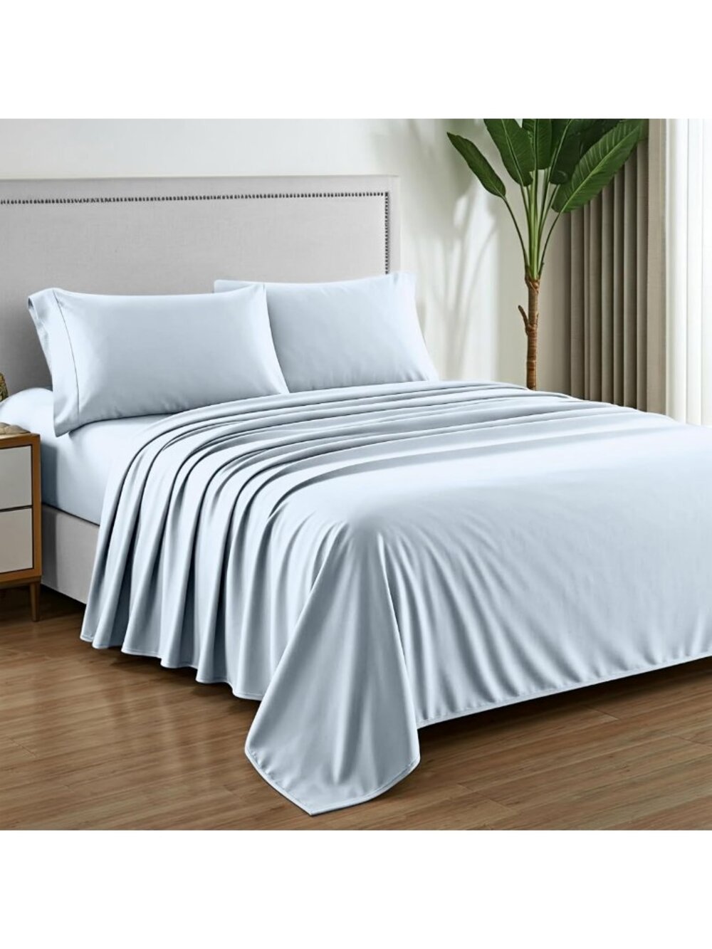 Luxury 1000 Thread Count Egyptian Cotton Cal King Sheets Set - 4PC Light Blue